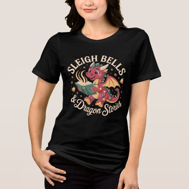 T-shirt En Tri-matière Cheerful Dragon Holiday Reading Magic Warmth (Recto)