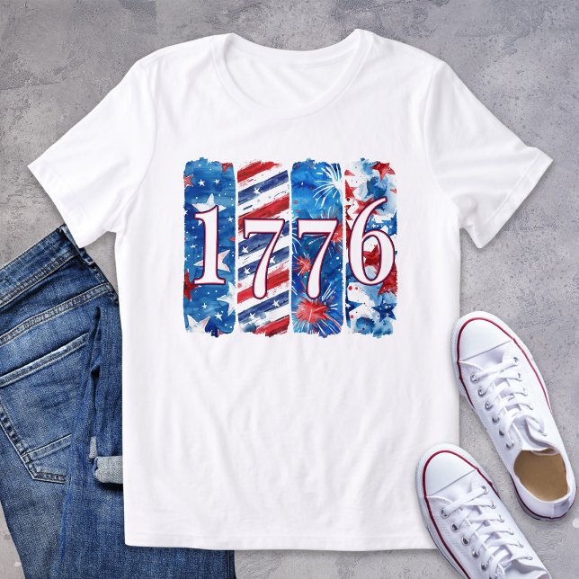 T-shirt En Tri-matière Chemise à essuie-peinture patriotique 1776 (Créateur téléchargé)