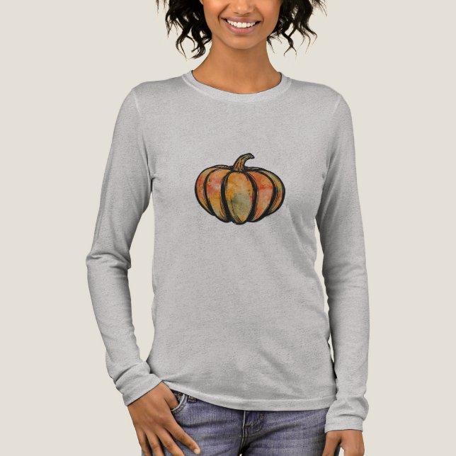 T-shirt En Tri-matière Chemise Citrouille aquarelle (Recto)