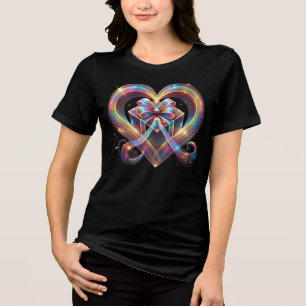 T-shirt En Tri-matière Chemise de coeur de Noël, Cadeau, Joyeux, Coloré, 