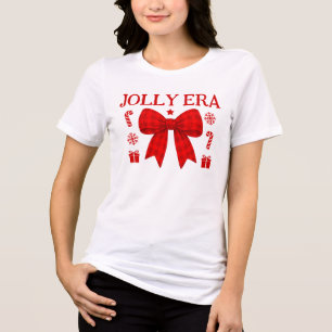 T-shirt En Tri-matière Chemise de Noël à noeud rouge Gingham Jolly Era