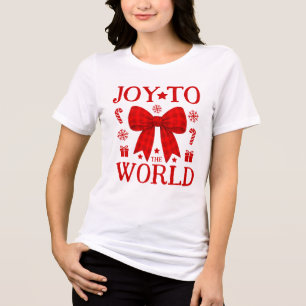 T-shirt En Tri-matière Chemise de Noël avec nœud en vichy rouge « Joyeux