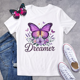 T-shirt En Tri-matière Chemise Dreamer à papillon violet avec design flor