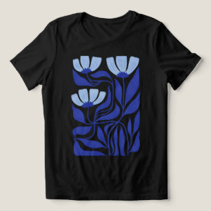 T-shirt En Tri-matière Chemise féminine abstraite à fleurs Blue Harmony