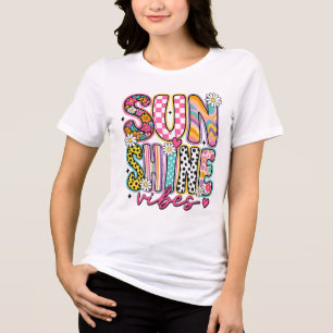 T-shirt En Tri-matière Chemise Fleurie Rétro Sunshine Vibes, Été Coloré