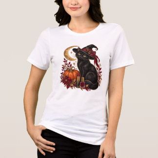 T-shirt En Tri-matière Chemise Halloween Sorcière Chat & Citrouille Beaut
