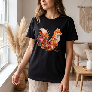 T-shirt En Tri-matière Chemise renard floral Tee coloré boho animal