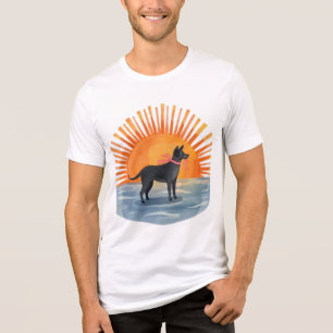 T-shirt En Tri-matière Chemise Rétro de Race de Chien Vintage Distress