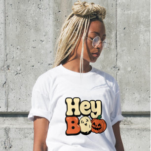 T-shirt En Tri-matière Chemise rétro groovy Halloween pour femmes   « Hey