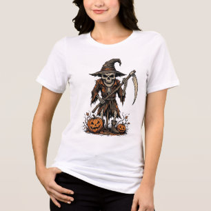 T-shirt En Tri-matière Chemise squelette épouvantail citrouille Halloween