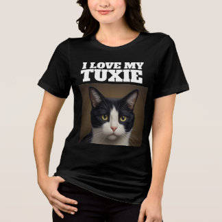 T-SHIRT EN TRI-MATIÈRE CHEMISE T AMOUR DE CHAT TUXEDO