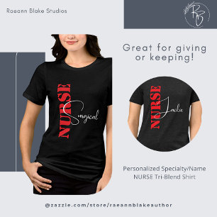 T-shirt En Tri-matière Chemise Tri-Blend Infirmière/Nurse Personnalisée S