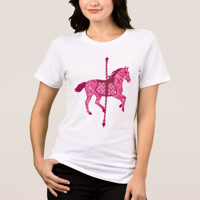 T-shirt En Tri-matière Cheval de carrousel - Fuchsia rose (Recto)