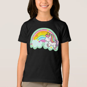 T-shirt En Tri-matière Cheval de licorne avec dessin arc-en-ciel-24964