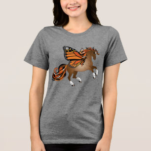T-shirt En Tri-matière Cheval d'élevage avec papillon monarque ailes