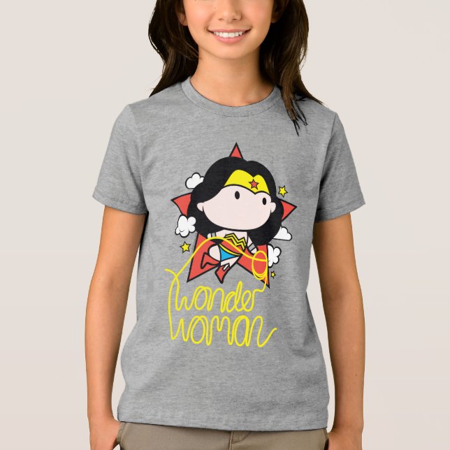 T-shirt En Tri-matière Chibi Wonder Woman Voler Avec Lasso (Recto)