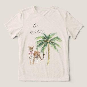 T-shirt En Tri-matière Chic Carré Gold Palm Tree Leopard