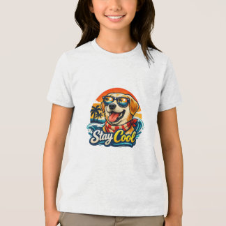 T-shirt En Tri-matière Chien Cool au Coucher de Soleil