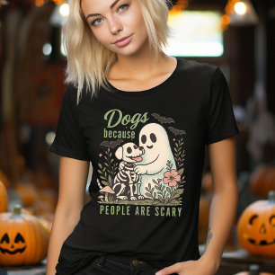 T-shirt En Tri-matière Chien drôle et Halloween Fantôme 