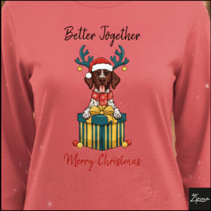 T-shirt En Tri-matière Chien Pointer à Tiques Cadeau Graphique de Noël