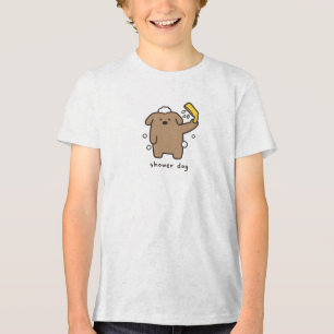 T-shirt En Tri-matière Chien sous la douche Brun Caniche Moment du bain K