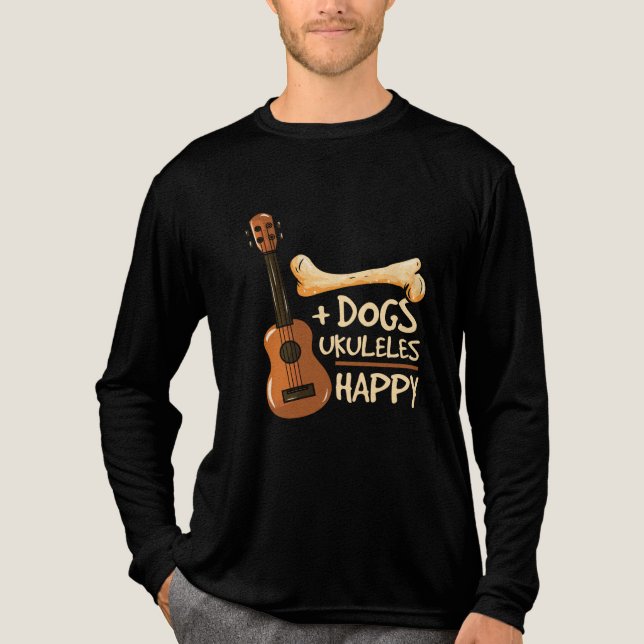 T-shirt En Tri-matière Chiens et Ukulele me rendent heureux (Recto)