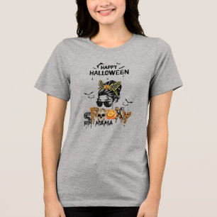 T-shirt En Tri-matière Chignon de cheveux Joyeux Halloween Maman effrayan