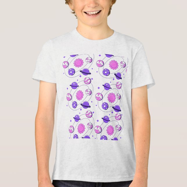 T-shirt En Tri-matière Children's t-shirt design with planet names (Recto)