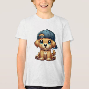 T-shirt En Tri-matière Chiot portant une caricature Casquette