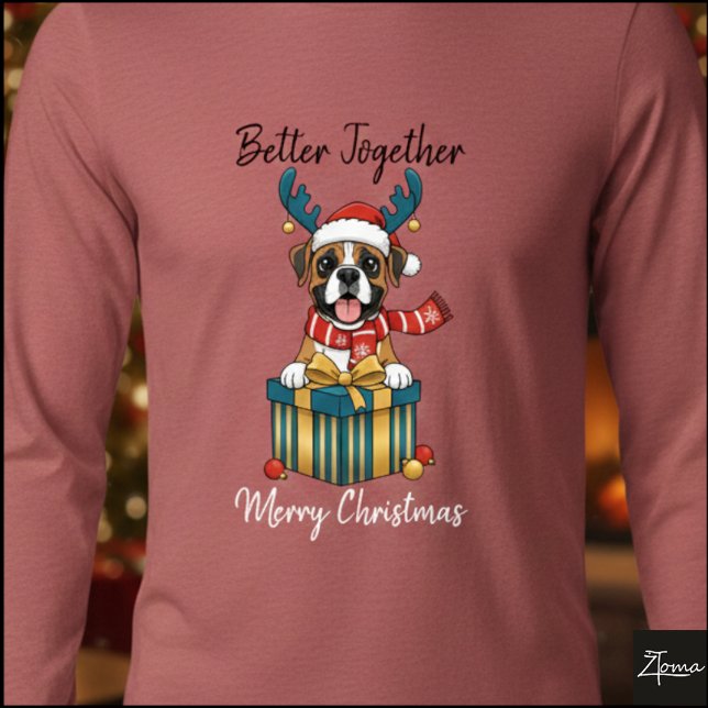 T-shirt En Tri-matière Christmas Boxer Dog Reindeer Scarf Gift (Créateur téléchargé)