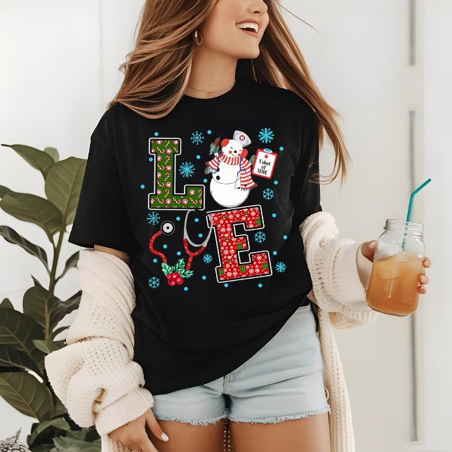 T-shirt En Tri-matière Christmas Love Nurse mignonne Médicale Snowman Hol (Créateur téléchargé)