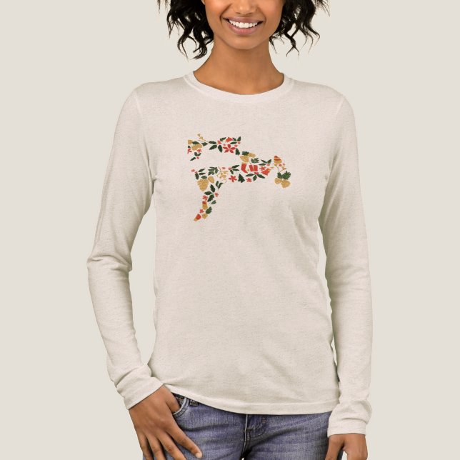T-shirt En Tri-matière Christmas Reindeer Collage – Festive Holida (Recto)