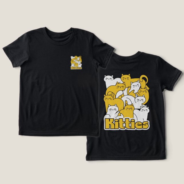 T-shirt En Tri-matière Chubby Kitties Design - Cat Art adorable (Design Recto & Verso)
