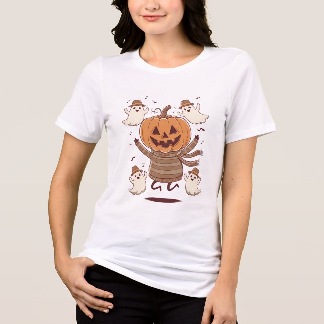 T-shirt En Tri-matière Citrouille dansant et amis fantômes - Halloween Fu (Recto)