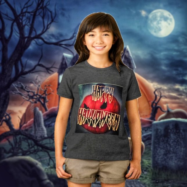 T-shirt En Tri-matière Citrouille Grin (Wear your Pumpkin Grin T-Shirt thru the October month of Halloween!)