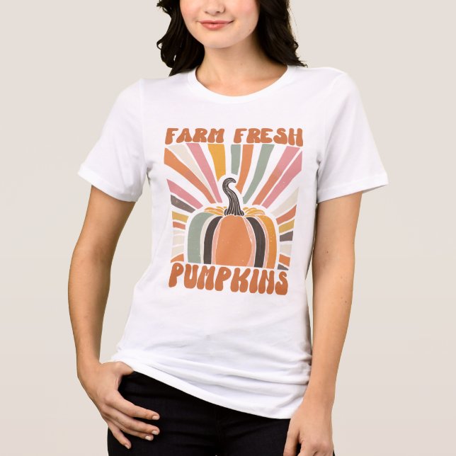 T-shirt En Tri-matière Citrouilles frais de la ferme rétro (Recto)