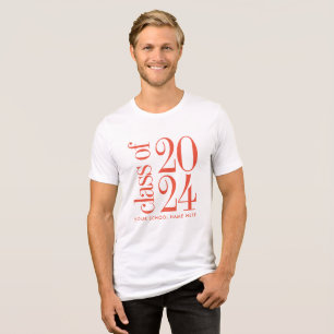 T-shirt En Tri-matière Classe de 2024 Diplôme avec nom d'école