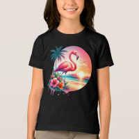 Clipart coucher de soleil Flamant rose rose