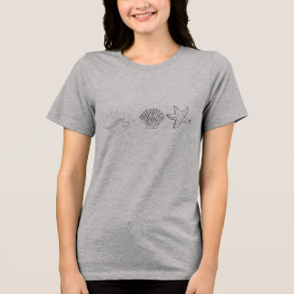 T-shirt En Tri-matière "Coastal Vibes - Wave, Shell & Starfish Line Art"