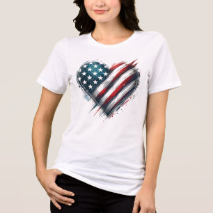 T-shirt En Tri-matière Coeur américain résilient - Distressed Design