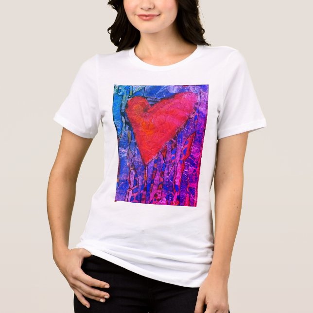 T-shirt En Tri-matière Coeur en mosaïque rose pour femmes (Recto)