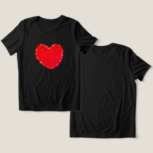T-shirt En Tri-matière Coeur rouge sur T-shirt noir féminin