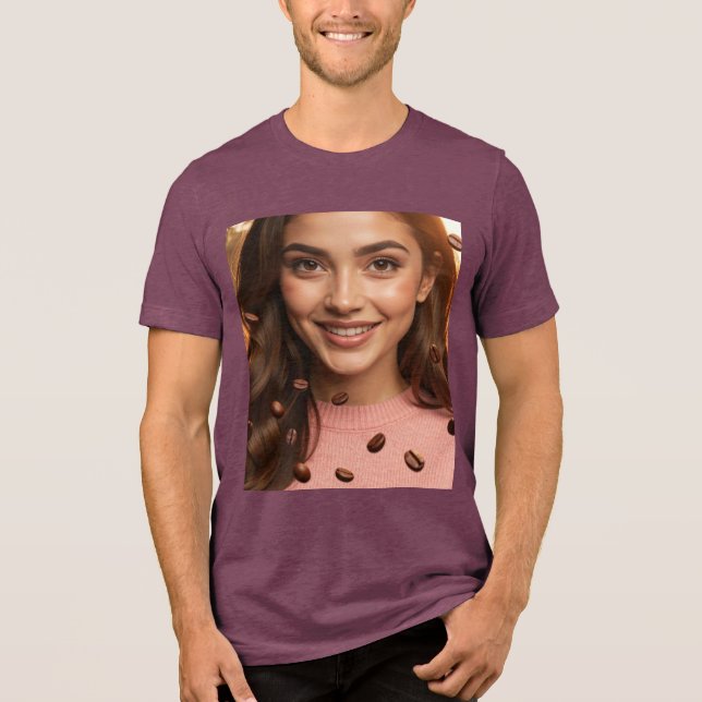 T-SHIRT  EN TRI-MATIÈRE COFFEE FUN - (Recto)