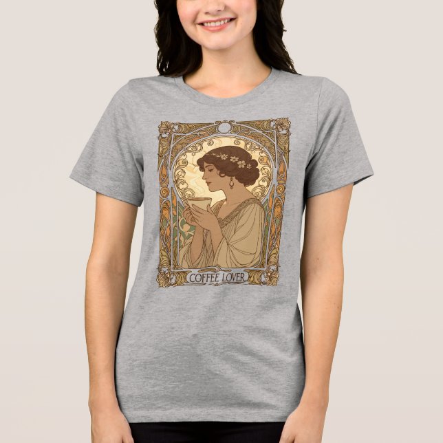 T-shirt En Tri-matière Coffee Lover And Nature Art Nouveau Illustration  (Recto)