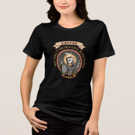 T-shirt En Tri-matière Coffee Routine Drôle Citation Amateurs de café Noi