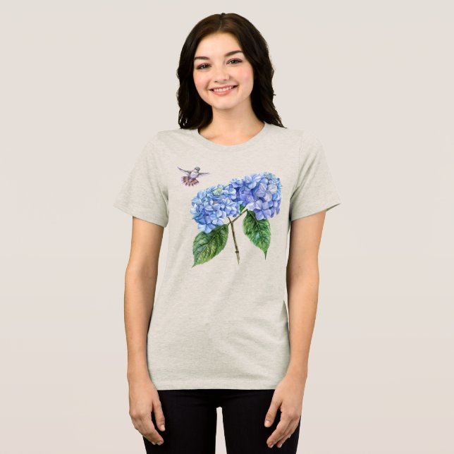 T-shirt En Tri-matière Colibri et Hydrangea (Recto plein)