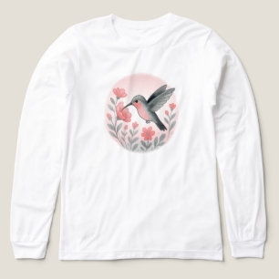 T-shirt En Tri-matière Colibri Rêvé Avec Fleur BKANC SEULEMENT