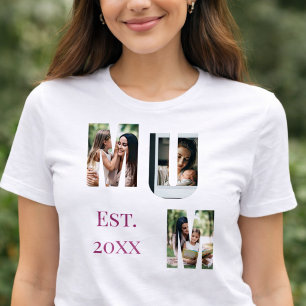 T-shirt En Tri-matière Collage de photos personnalisé pour la fête des Mè