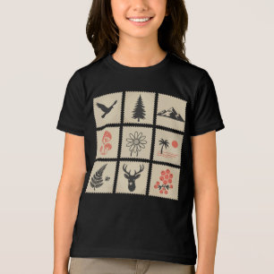 T-shirt En Tri-matière Collage des timbres de nature