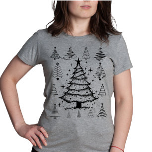 T-shirt En Tri-matière Collection d'arbres de Noël Doodle